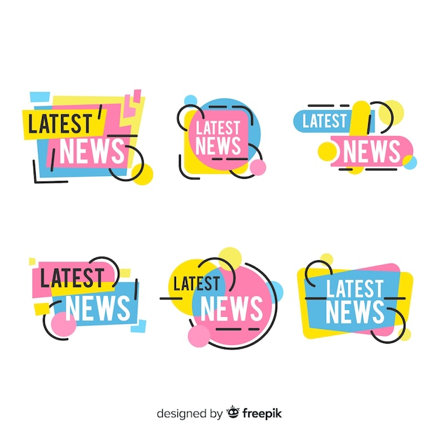 Free vector geometric shapes flat latest news banner set