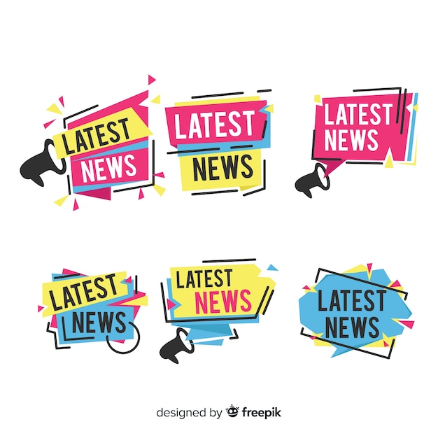 Geometric shapes flat latest news banner set