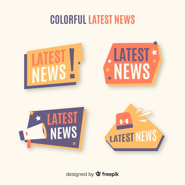 Geometric shapes flat latest news banner set