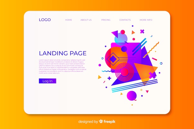 Geometric shapes landing page gradient