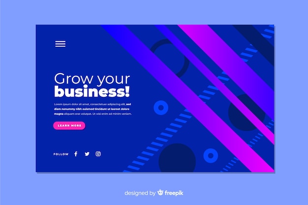 Geometric shapes landing page template