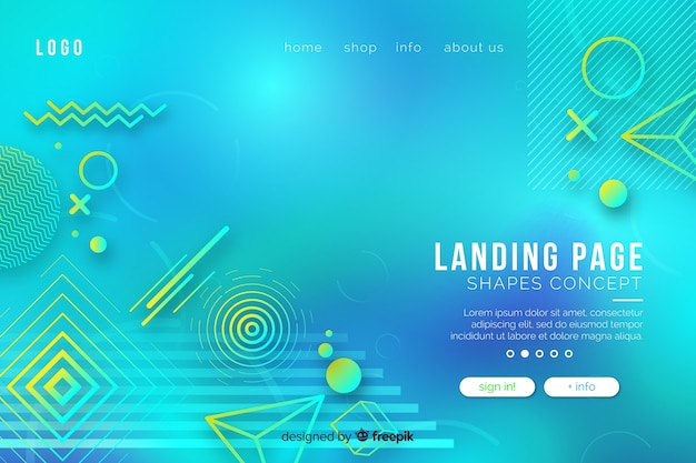 Geometric shapes landing page template