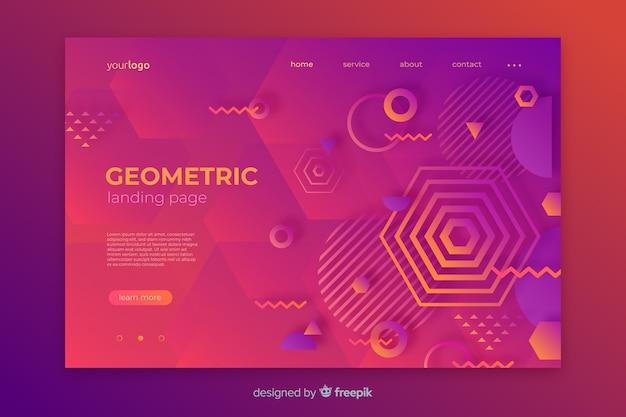 Modello di pagina di destinazione di forme geometriche