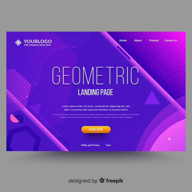 Geometric shapes landing page template