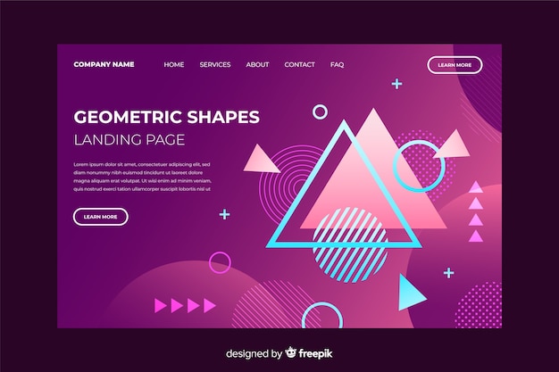Geometric shapes landing page template
