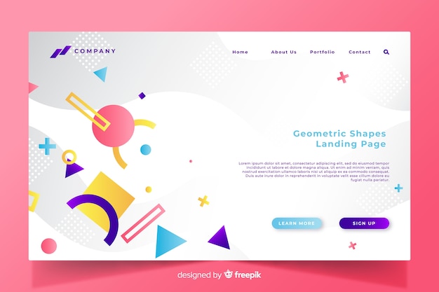 Geometric shapes landing page