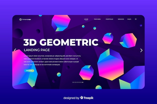 Free vector geometric shapes landing page