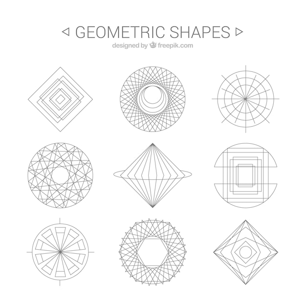 無料ベクター 幾何学的形状の線画