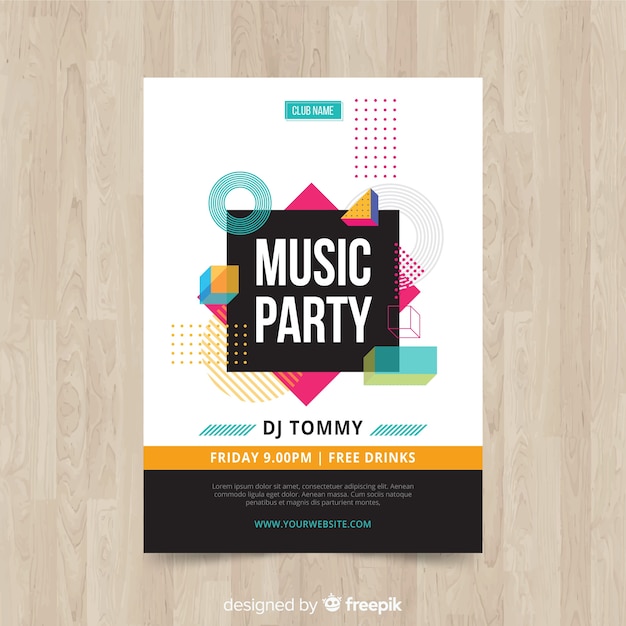 Geometric shapes music party poster