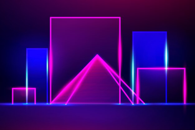 Geometric shapes neon lights background design