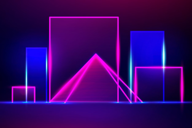 Geometric shapes neon lights background design