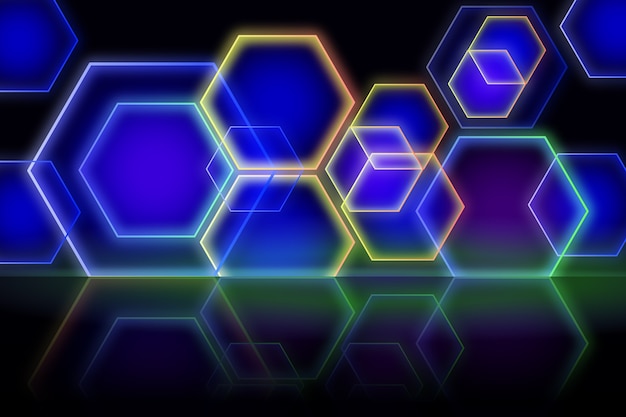 Geometric shapes neon lights background design