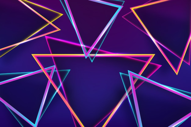 Бесплатное векторное изображение Геометрические фигуры неоновые огни фон