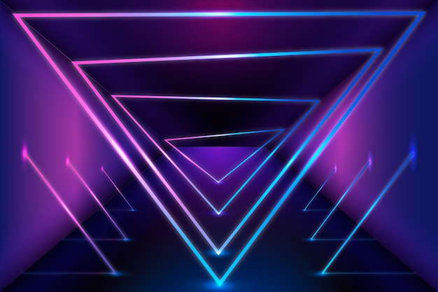 Geometric shapes neon lights background