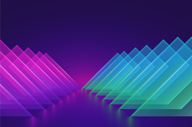 Geometric shapes neon lights background