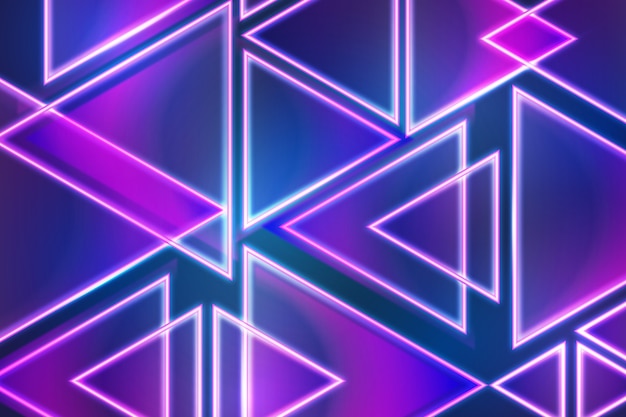 Geometric shapes neon lights background