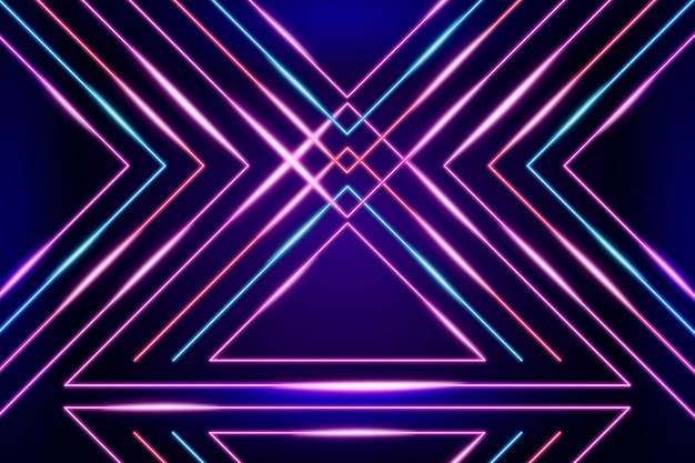 Free vector geometric shapes neon lights background