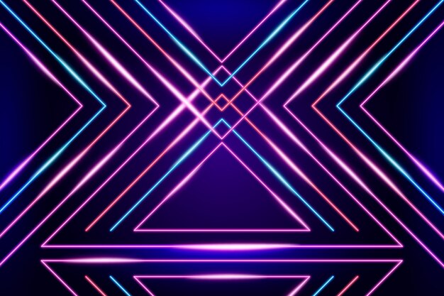 Geometric shapes neon lights background