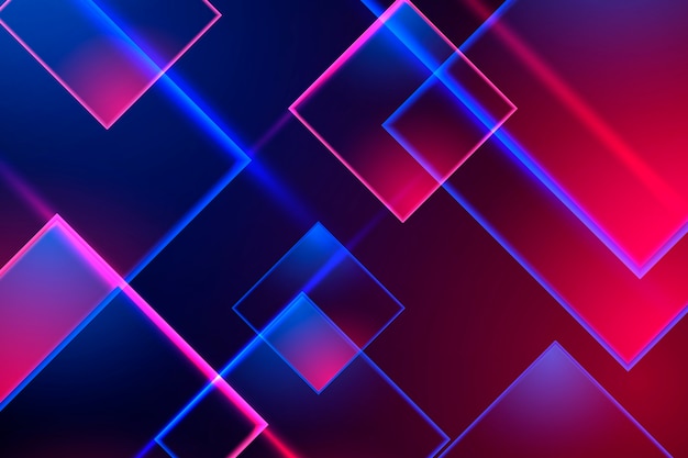 Free vector geometric shapes neon lights background