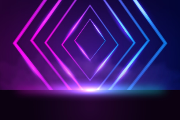 Free vector geometric shapes neon lights background