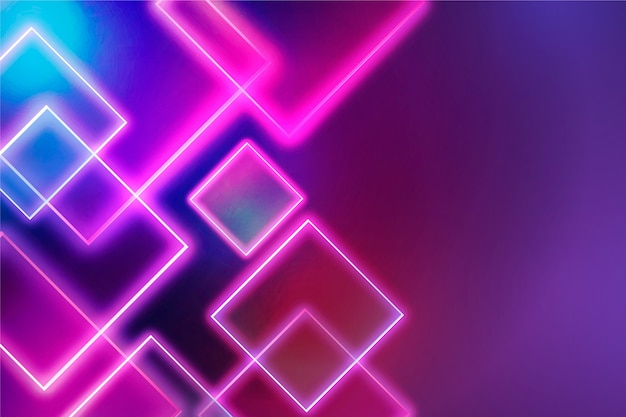 Geometric shapes neon lights background