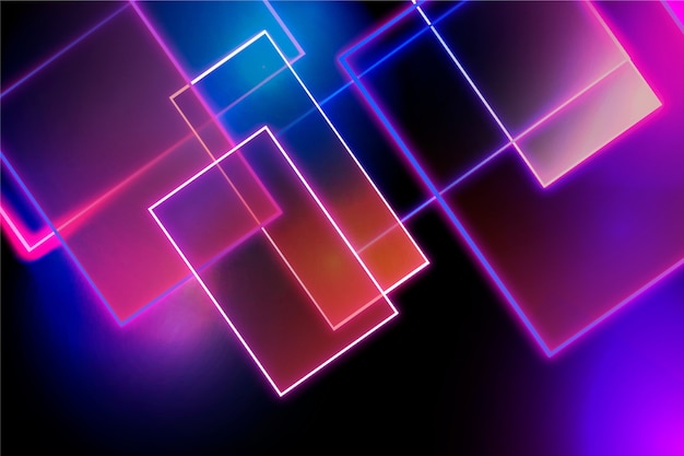 Free vector geometric shapes neon lights background