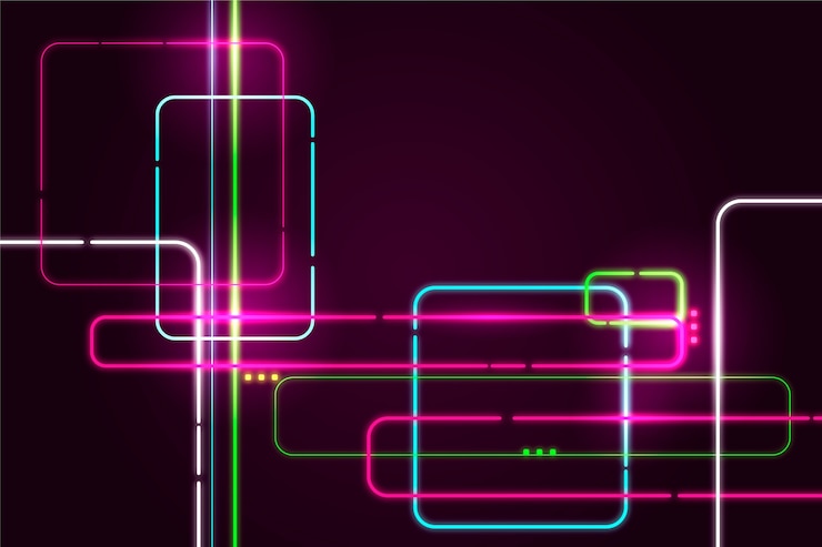 Free Vector geometric shapes neon lights background