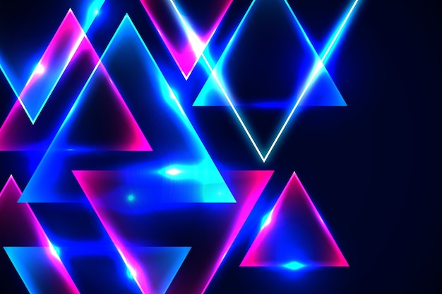 Free vector geometric shapes neon lights background