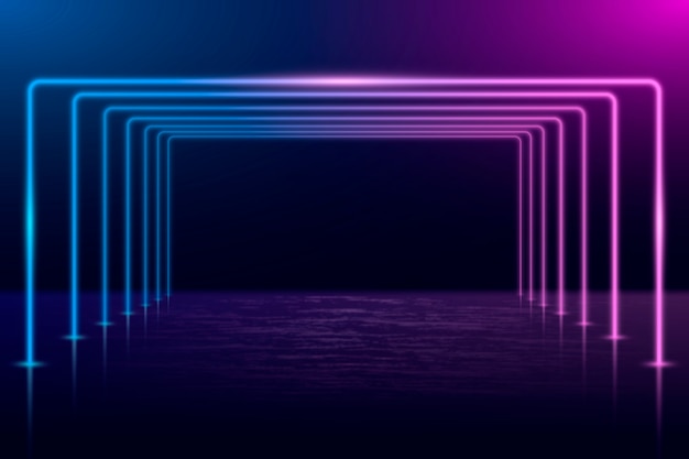 Geometric shapes neon lights background