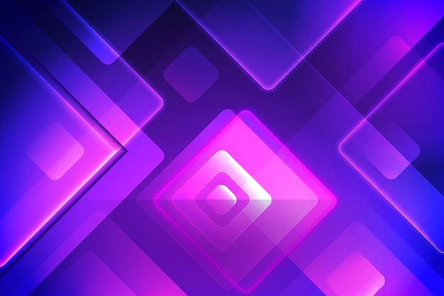 Free vector geometric shapes neon lights background