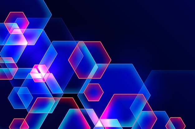 Geometric shapes neon lights background