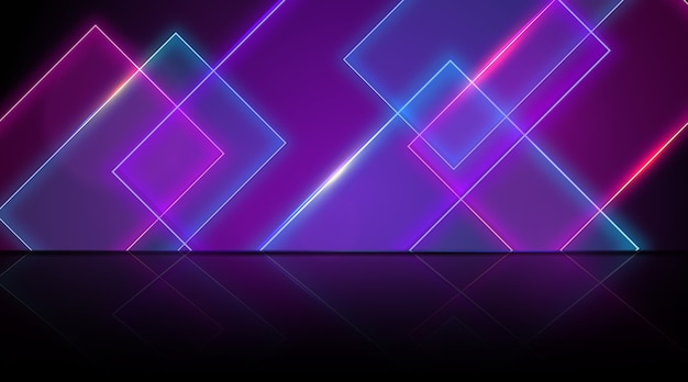 Free vector geometric shapes neon lights background