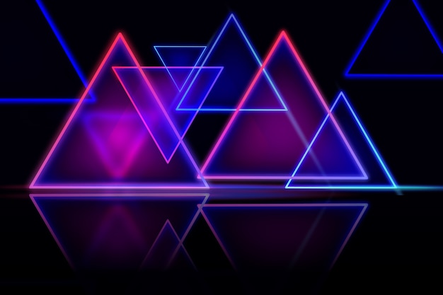 Free vector geometric shapes neon lights wallpaper design