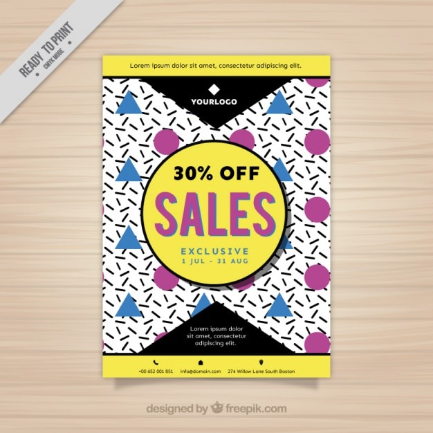 Free vector geometric shapes sale brochure