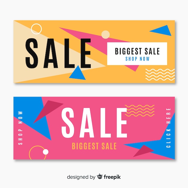 Free vector geometric shapes sales banner template