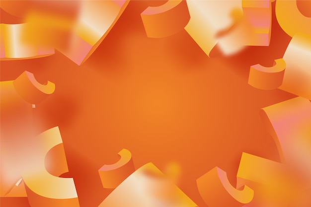 Геометрические фигуры в блестящих оранжевых тонах 3d фон