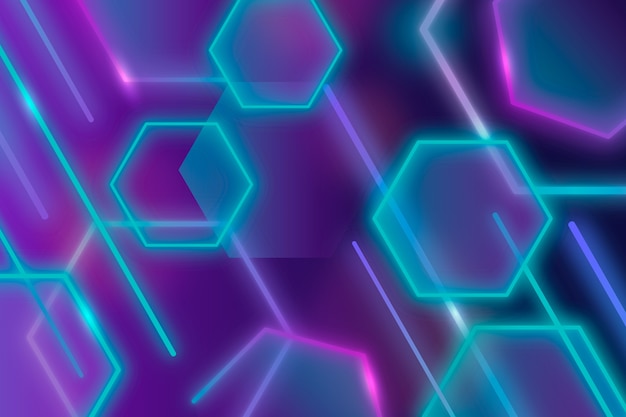 Geometric shapes violet blue lights background