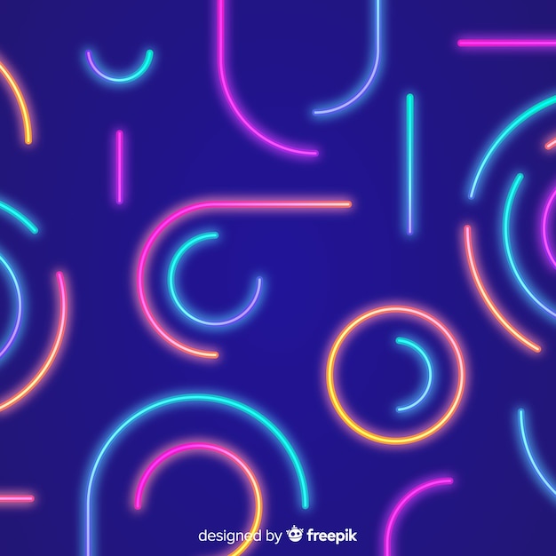 Geometric shiny neon shapes background