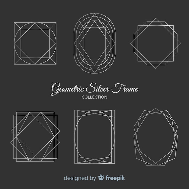 Free vector geometric silver frame collection