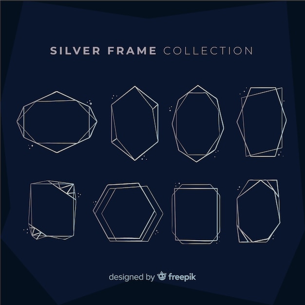 Vettore gratuito collezione di cornici geometriche in argento