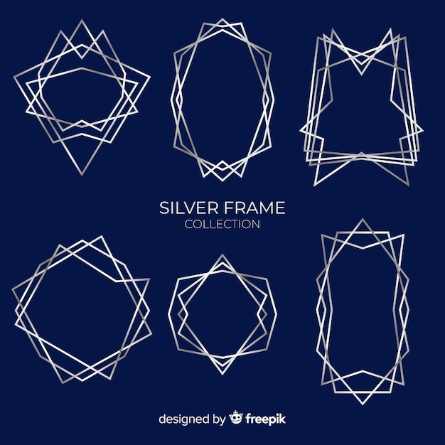Free vector geometric silver frame collection