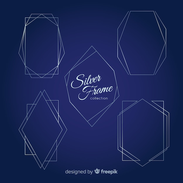 Free vector geometric silver frame collection