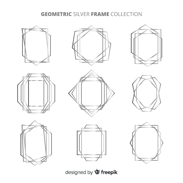 Бесплатное векторное изображение Коллекция геометрическая серебряная рамка