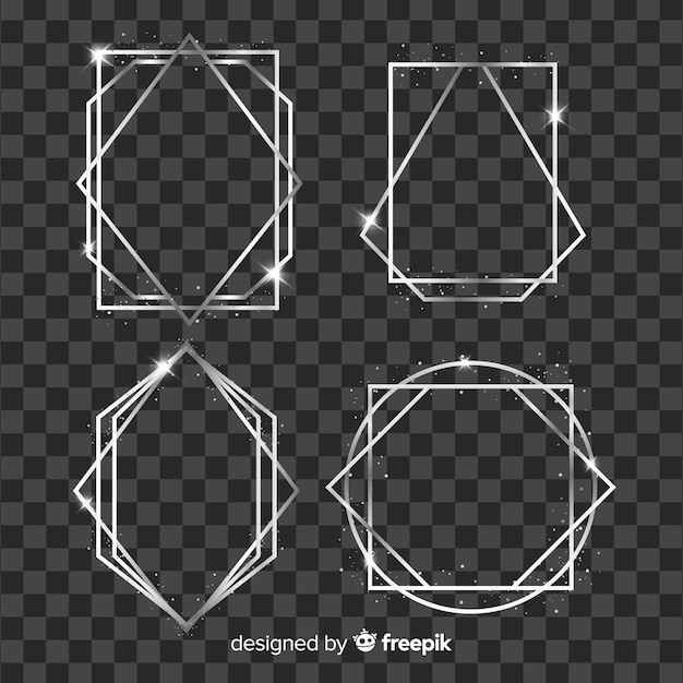 Free vector geometric silver frame collection