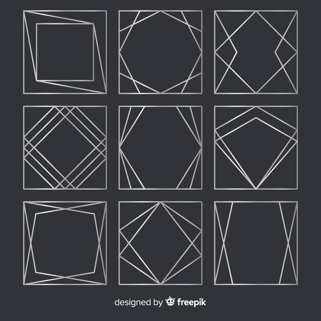 Free vector geometric silver frame pack