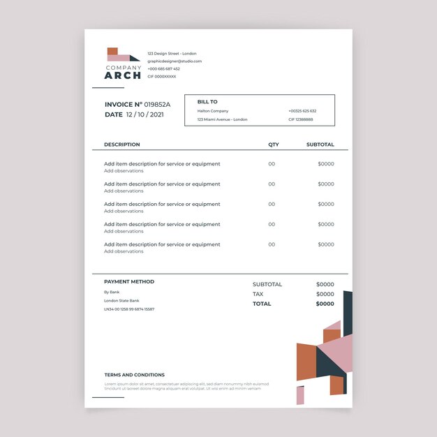 Geometric simple construction invoice