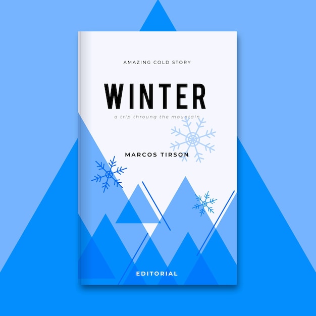 Vettore gratuito modello di copertina del libro invernale monocromatico geometrico