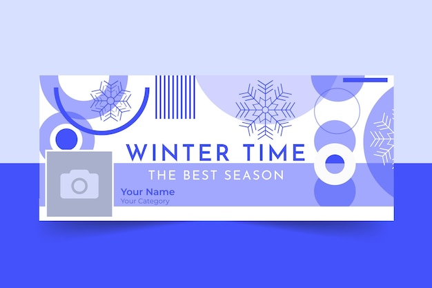 Free vector geometric single color winter facebook cover template