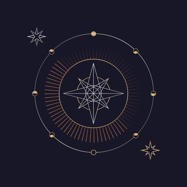幾何学的な星占星術タロットカード