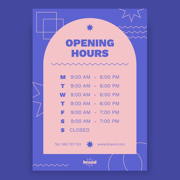 Free vector geometric store hours poster